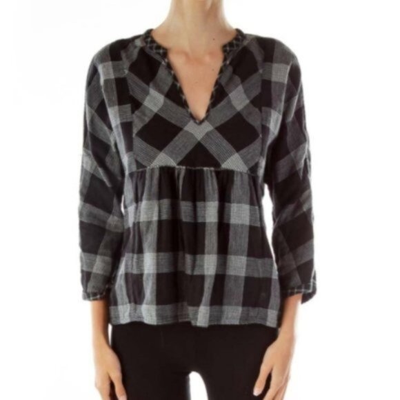 Madewell Plaid Peplum Popover Top Blouse XS - Picture 3 of 12